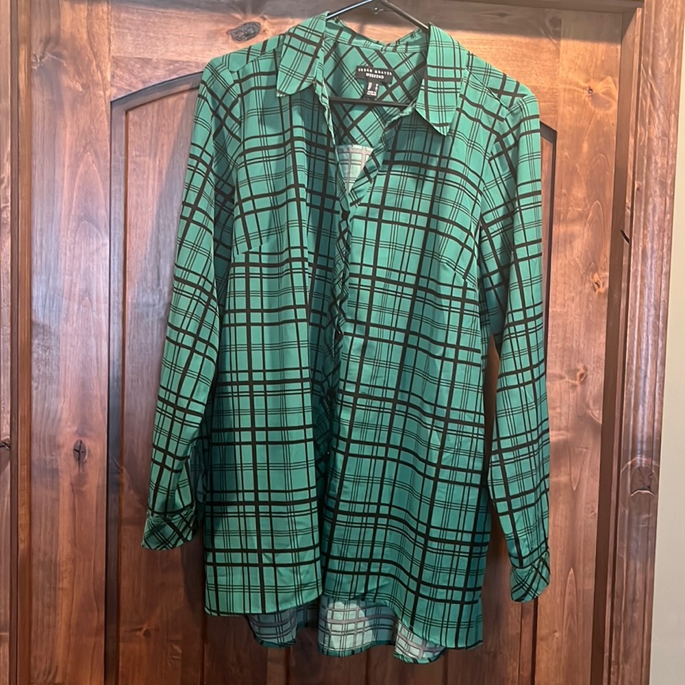 Oversized plaid button-down shirt